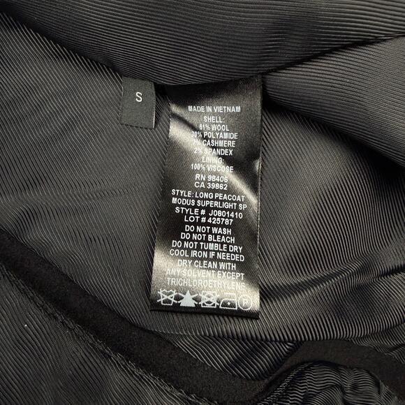 THEORY Modus Superlight Wool Cashmere Long Black Peacoat Size Small MSRP $895 - Picture 11 of 12